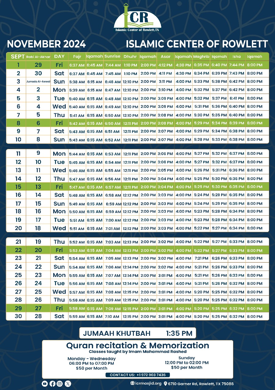 monthly prayer calendar